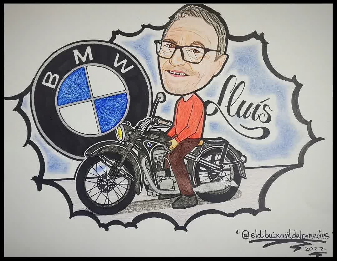 Caricatura amb moto